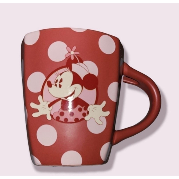 Disney Parks Minnie Mouse Coffee Mug Polka Dots Red White Pink - Picture 1 of 9
